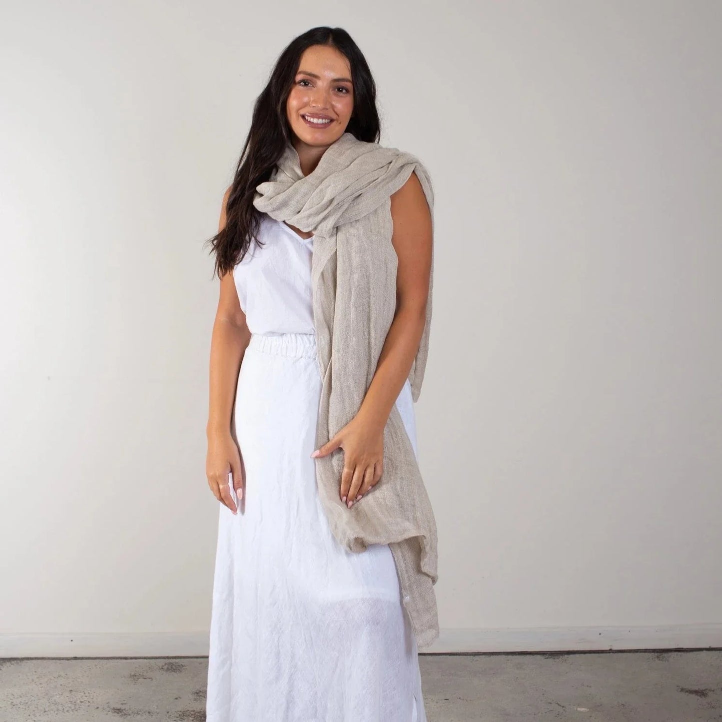 Mesh Linen Large Scarf